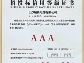 长沙顺新电梯有限公司_招投标信用等级证书